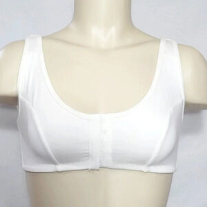 SMALL Dr. Rey's Shapewear 90% Cotton Front Close Wire Free Bra White NWOT